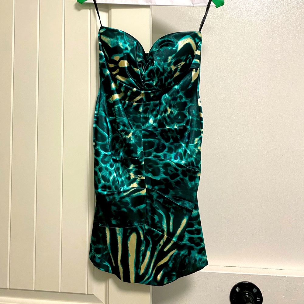 Strapless green animal print